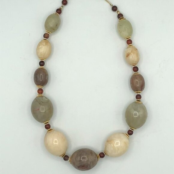 Vintage Plastic Large Beads long Strand Necklace signed Hong Kong - Picture 2 of 9